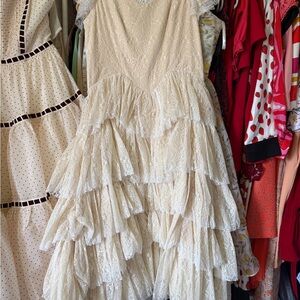 JessaKae Cream Lace Ruffle Dress